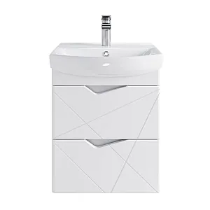 Тумба подвесная SanStar Линни 60 с раковиной Клермонт 60 комплект для ванной комнаты белая