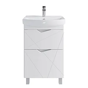 Тумба напольная SanStar Линни 50 с раковиной Клермонт 50 комплект для ванной комнаты белая