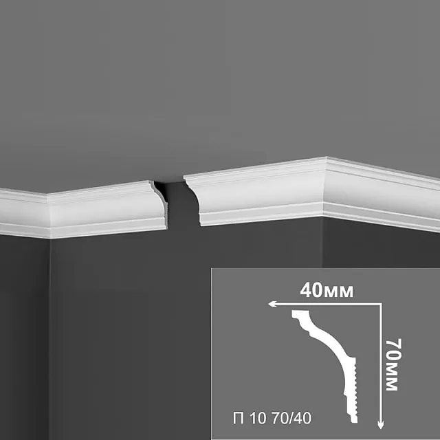 Плинтус потолочный Де-Багет П 10 70/40 70*40*2000 мм