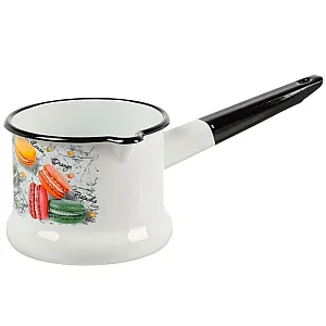 Ковш КМЗ Цветное печенье 9004-072/4БлПеч эмалированный без крышки белый 1 л