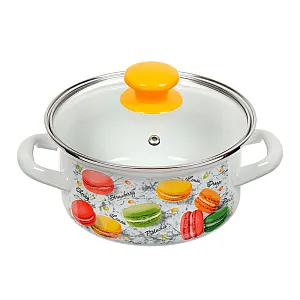 Кастрюля КМЗ Цветное печенье 51904-352/4.02 цилиндрическая белая 1.5 л