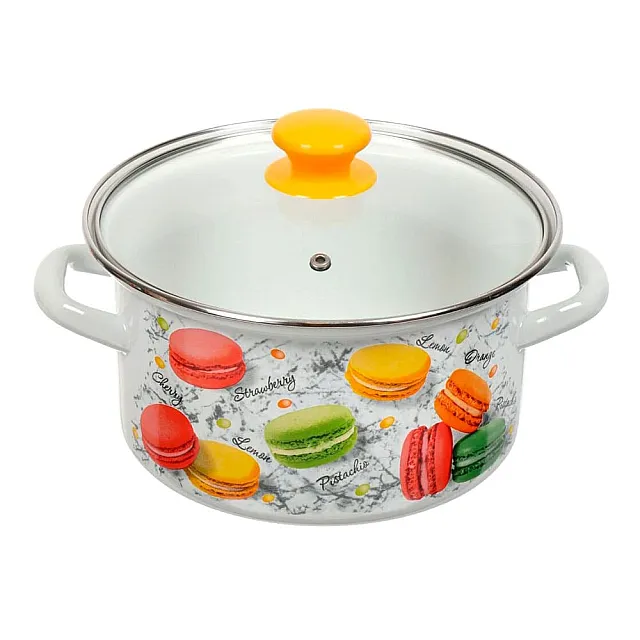 Кастрюля КМЗ Цветное печенье 42304-122/4.02-У4 цилиндрическая белая 3 л