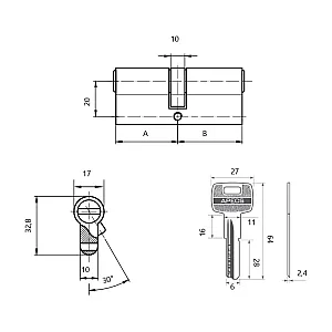 Цилиндровый механизм Apecs SM-80-G