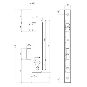 Замок врезной Apecs 29-R-CR