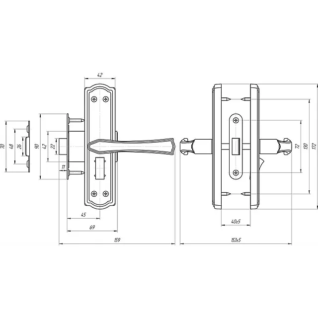 Защелка Avers ЗЩ1Д-2-6-3 с фиксацией медь
