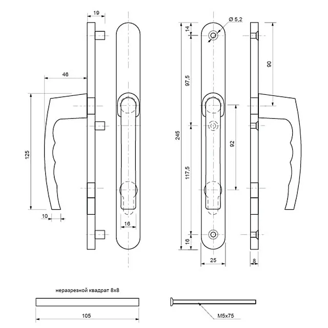 Ручки на планке Apecs HP-92.7105-W