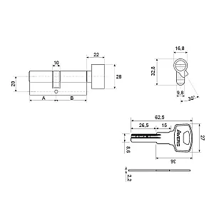 Цилиндровый механизм Avers ZM-80(35C/45)-C-BLM
