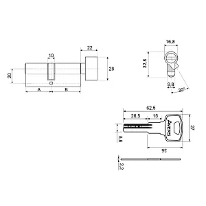 Цилиндровый механизм Avers ZM-90 40C/50-C-BLM 00035179