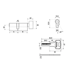 Цилиндровый механизм Avers ZM-90-C-BLM