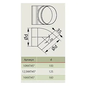 Колено Era 12.5ККП45 круглое 45° 125 мм