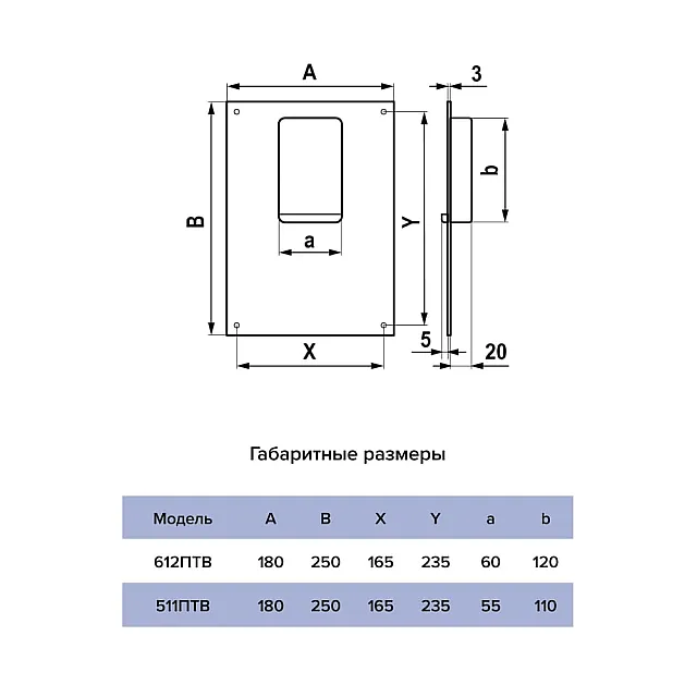 Площадка торцевая Era вертикальная 180*250 мм вход 50*110 мм