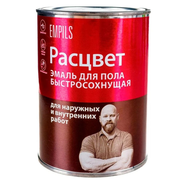 Эмаль для пола Расцвет быстросохнущая желто-коричневая 0.9 кг Эмаль для пола Расцвет быстросохнущая желто-коричневая 0.9 кг