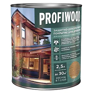 Защитно-декоративное покрытие для древесины Profiwood орех 2.5 л