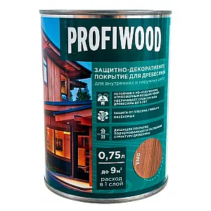 Защитно-декоративное покрытие для древесины Profiwood орех 0.75 л