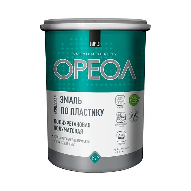 Эмаль по пластику Ореол полиуретановая полуматовая 1.1 кг