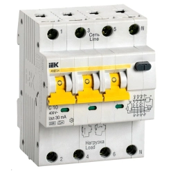 Автоматический выключатель дифференциального тока IEK АВДТ 34 C10 30мА