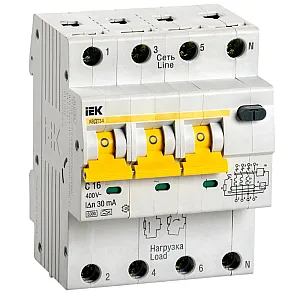 Автоматический выключатель дифференциального тока IEK АВДТ 34 MAD22-6-016-C-30 C16 30мА