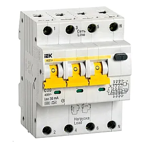 Автоматический выключатель дифференциального тока IEK АВДТ 34 MAD22-6-020-C-30 C20 30мА