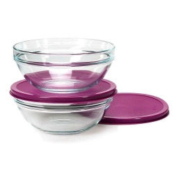 Комплект салатников Pasabahce Chef-s 53573 1066047 с пластмассовой крышкой 200 мм