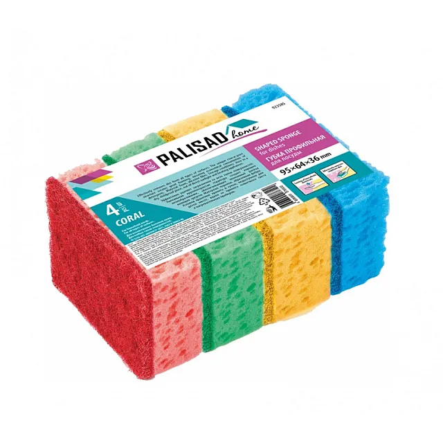 Губки для посуды Palisad Home Coral 923585 95*64*36 мм 4 шт