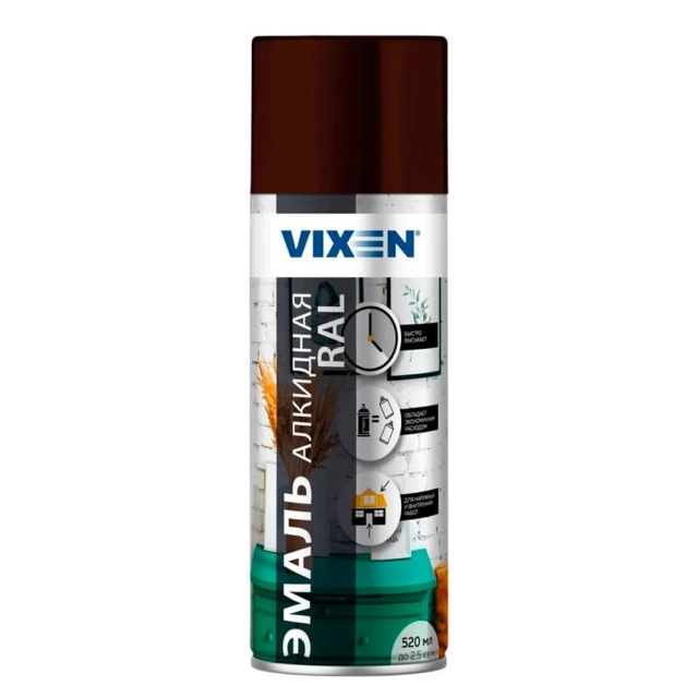 Эмаль Vixen VX18017 алкидная RAL 8017 шоколадно-коричневый 520 мл Эмаль Vixen VX18017 алкидная RAL 8017 шоколадно-коричневый 520 мл