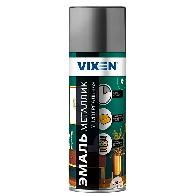 Эмаль Vixen VX19120 универсальная металлик серебро 520 мл