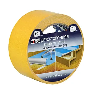 Лента двухсторонняя Unibob 28214 клейкая ткань 50 мм*25 м