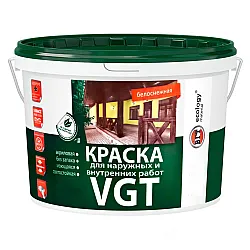 Краска VGT ВД-АК-1180 для наружных и внутренних работ моющаяся белоснежная 15 кг