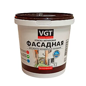 Краска VGT ВД-АК-1180 фасадная белоснежная 1.5 кг