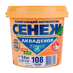 Антисептик тонирующий для древесины Сенеж Аквадекор Х2-108 черешня 0.9 кг