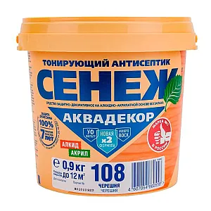Антисептик тонирующий для древесины Сенеж Аквадекор Х2-108 черешня 0.9 кг