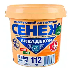 Антисептик тонирующий для древесины Сенеж Аквадекор Х2-112 дуб 0.9 кг