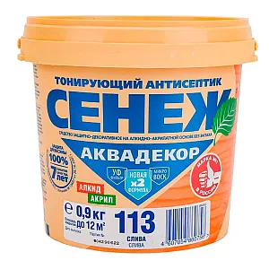 Антисептик тонирующий для древесины Сенеж Аквадекор Х2-113 слива 0.9 кг
