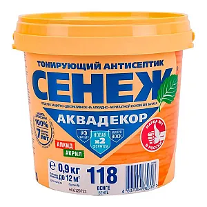 Антисептик тонирующий для древесины Сенеж Аквадекор Х2-118 венге 0.9 кг
