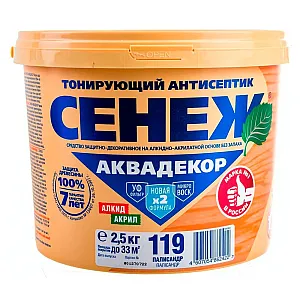 Антисептик тонирующий для древесины Сенеж Аквадекор Х2-119 палисандр 2.5 кг