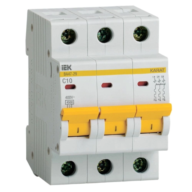 Автоматический выключатель IEK ВА47-29 3P C 10А 4.5кА