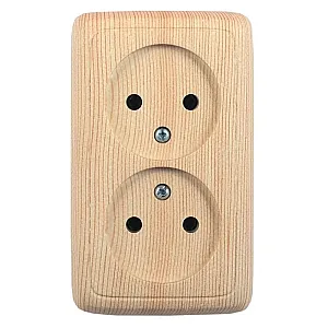 Розетка Hegel Alfa РА16-143-02 двойная без заземления сосна