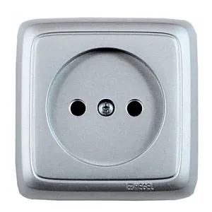 Розетка Hegel Alfa РА16-103-06 1 гнездо без заземления серебро