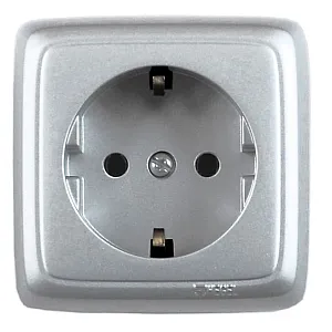 Розетка Hegel Alfa РА16-113-06 1 гнездо с заземлением серебро