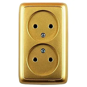 Розетка Hegel Alfa РА16-143-07 2 гнезда без заземления золото