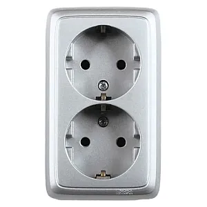 Розетка Hegel Alfa РА16-153-06 с заземлением серебро