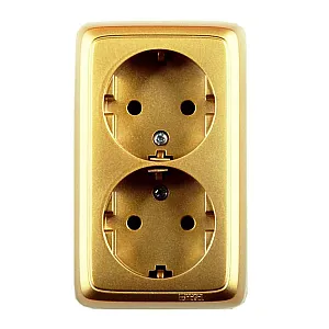 Розетка Hegel Alfa РА16-153-07 2 места с заземлением золото