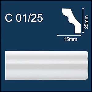 Плинтус потолочный Солид С01/25 белый 25*15*2000 мм