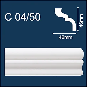 Плинтус потолочный Солид С04/50 белый 46*46*2000 мм