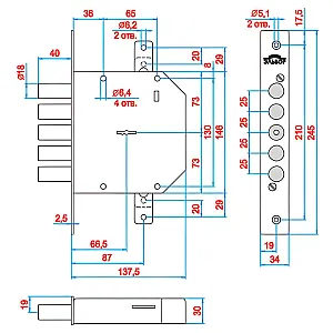 Замок врезной Эльбор Гранит 1.06.02 никель