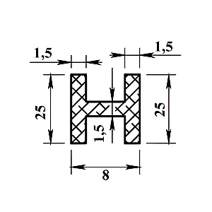 Двутавр алюминиевый ПилотПро 02478 25*8*25*1.5 мм 1 м