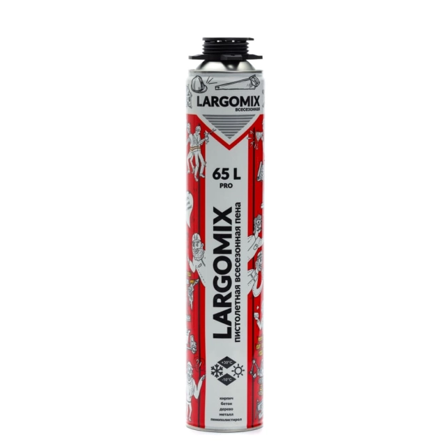 Пена монтажная Largomix Pro 65L пистолетная всесезонная 850 мл Пена монтажная Largomix Pro 65L пистолетная всесезонная 850 мл