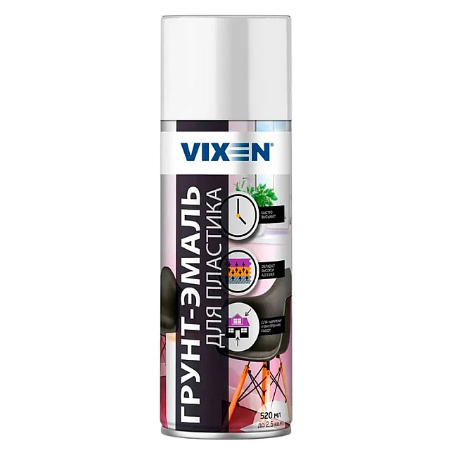 Грунт-эмаль Vixen VX50103 для пластика белый матовый RAL 9003 520 мл Грунт-эмаль Vixen VX50103 для пластика белый матовый RAL 9003 520 мл