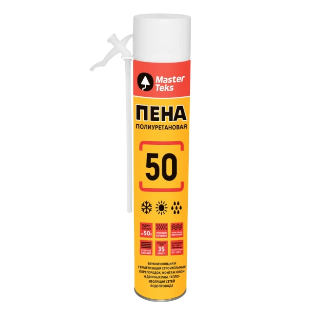 Пена монтажная MasterTeks 50 полиуретановая бытовая всесезонная 670 мл Пена монтажная MasterTeks 50 полиуретановая бытовая всесезонная 670 мл