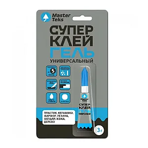 Супер-клей гель MasterTeks цианоакрилатный универсальный прозрачный 3 г